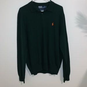 Ralph Lauren Men’s polo green wool shirt size L
